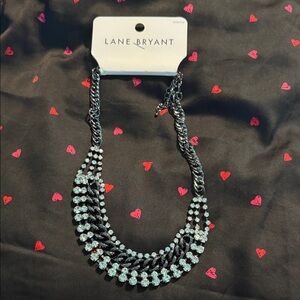 Lane Bryant Black and Silver Statement Necklace
